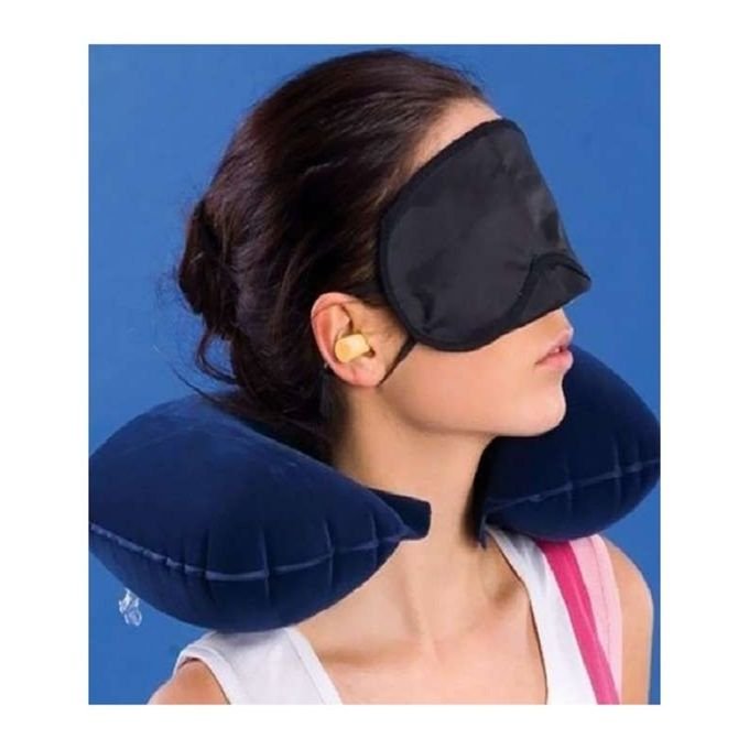 3 in 1 Combo Travel Kit of Neck Pillow Eye Mask and Ear Plug - Image 2