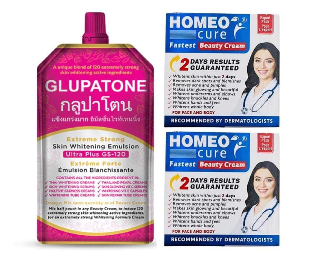 2 Homeo Cure Beauty Cream & 1 Glupatone Pack of 3