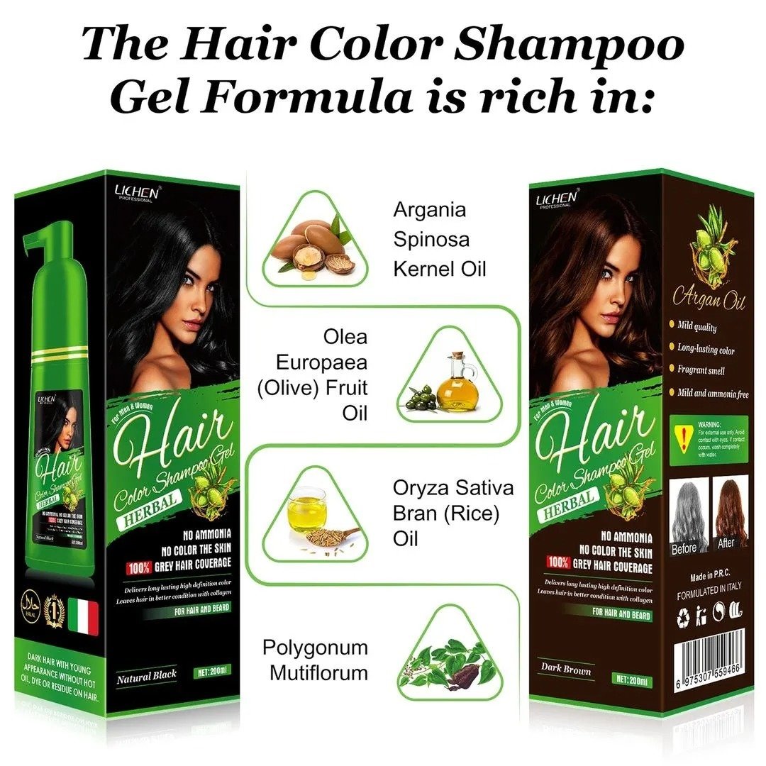 Lichen Hair Color Shampoo Gel Long Lasting Hair Gel Suitable - Image 3